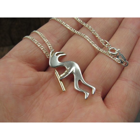 16" Sterling Silver Kokopelli Idol Pendant Necklace Vintage Minimalist Everyday - Picture 3 of 7